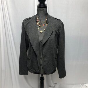Maurices Jacket Womens Size Large Gray Black Houndstooth Open Front Blazer
